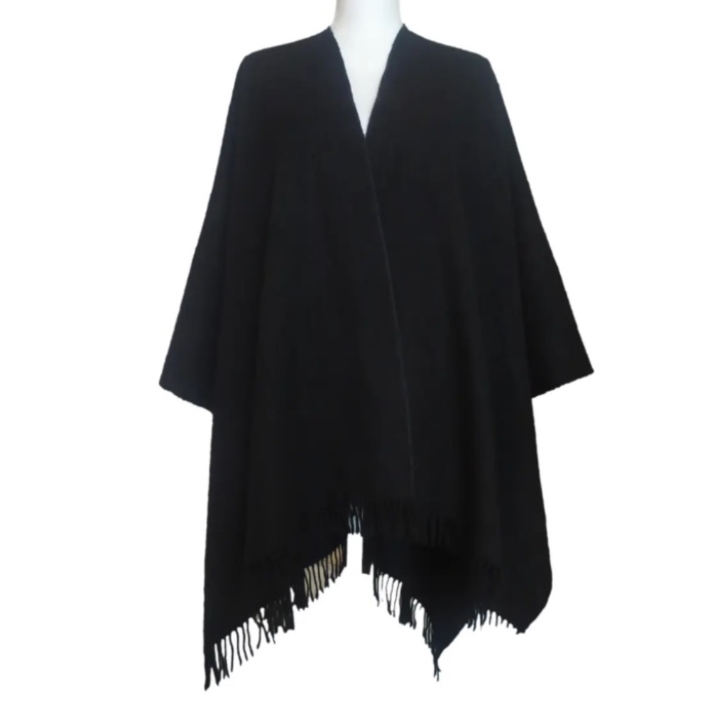 BLACK LAMBS WOOL CAPE SZ ONE SIZE
